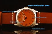 Panerai Radiomir Vintage 6154 Swiss ETA 6497 Manual Winding Steel Case with Orange Dial and Orange Leather Strap Panerai Radiomir Vintage 6154 Swiss ETA 6497 Manual Winding Steel Case with Orange Dial and Orange Leather Strap