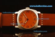 Panerai Radiomir Vintage 6154 Swiss ETA 6497 Manual Winding Steel Case with Orange Dial and Orange Leather Strap