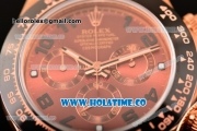 Rolex Daytona Chrono Swiss Valjoux 7750 Automatic Rose Gold Case with PVD Bezel Stick Markers and Brown Dial (BP)