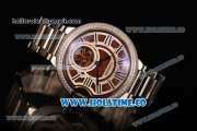 Cartier Ballon Bleu De Tourbillon Asia Automatic Steel Case with Brown Dial and Roman Numeral Markers - Diamonds Bezel