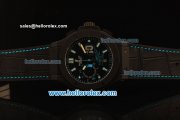 Hublot Big Bang Swiss Valjoux 7750 Automatic PVD Case with Brushed Ceramic Bezel and Black Dial- Black Leather Strap