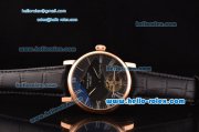 Patek Philippe Complications ST22 Automatic Rose Gold Case with Roman Numeral Markers Black Dial and Black Leather Strap