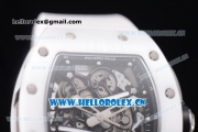 Richard Mille RM 038 Miyota 9015 Automatic Steel Case with Skeleton Dial Dot Markers White Rubber Strap and White Ceramic Bezel