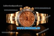 Rolex Daytona Chrono Swiss Valjoux 7750 Automatic Yellow Gold Case/Bracelet with Ceramic Bezel Rose Gold Dial and Stick Markers (BP)