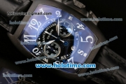 Franck Muller Mariner Chronograph Quartz Movement PVD Case with Black Dial and White Numeral Marker-Black Leather Strap