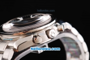 Omega Speedmaster Swiss Valjoux 7750 Chronograph Movement Silver Case with Black Dial-Black Bezel