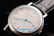 Breguet Swiss ETA 2836 Automatic Movement Steel Case with Steel Bezel-White Dial and Black Leather Strap