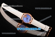 Vacheron Constantin Metiers d'Art Swiss ETA 2824 Automatic Rose Gold Case with Blue MOP Dial White Leather Strap and Diamonds Markers