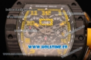 Richard Mille RM 011 Felipe Massa Flyback Chronograph Swiss Valjoux 7750 Automatic Carbon Fiber Case with Skeleton Dial and Yellow Markers - 1:1 Original