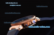 Ulysse Nardin Maxi Marine Chrono Japanese Miyota OS20 Quartz Rose Gold Case with Blue Rubber Strap and Black/Blue Dial