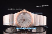 Omega Constellation Co-Axial Swiss ETA 2824 Automatic Steel Case with Rose Gold Bezel and Rose Gold Markers- Silver Dial