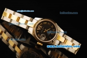 Rolex Datejust Automatic Movement ETA Coating Case with Chocolate Dial and Two Tone Strap
