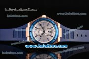 IWC Ingenieur Asia ST Automatic Rose Gold Case with Blue Rubber Bracelet Silver Dial and Blue Bezel