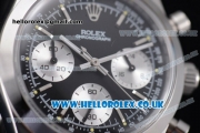 Rolex Pre-Daytona Chronograph Miyota OS20 Quartz Steel Case with Black Dial Stick Markers and Black/Grey Nylon Strap