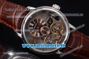 Audemars Piguet Jules Audemars Skeleton Tourbillon Asia ST25 Automatic Steel Case Brown Dial Roman Numeral Markers and Brown Leather Strap