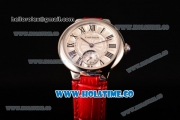 Cartier Ballon Bleu De Small Swiss Quartz Steel Case with White Dial Black Roman Numeral Markers and Red Leather Strap