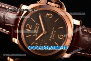 Panerai Luminor Marina 8 Days ORO ROSSO PAM00511 Clone P.5000 Manual Winding Rose Gold Case with Coffee Dial and Brown Leather Strap - Stick/Arabic Numeral Markers - 1:1 Original