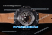 Hublot Masterpiece MP 08 Antikythera Sunmoon Asia 2813 Automatic PVD Case Skeleton Dial Brown Leather Strap and White Markers