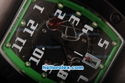 Richard Mille RM007 PVD Case with White Number Markers-Green Border and Black Leather Strap