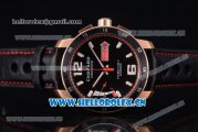 Chopard Mille Miglia GTS Power Control Miyota OS2035 Quartz Rose Gold Case Black Dial Black Leather Strap and Red Second Hand
