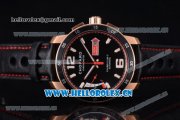 Chopard Mille Miglia GTS Power Control Miyota OS2035 Quartz Rose Gold Case Black Dial Black Leather Strap and Red Second Hand