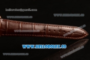 BlancPain Villeret Moonphase & Complete Calendar Miyota 9015 Automatic Rose Gold Case with White Dial Brown Leather Strap and Roman Numeral Markers (AAAF)