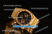 Audemars Piguet Royal Oak Chrono Swiss Valjoux 7750 Automatic Yellow Gold Case Blue Dial With Stick Markers Yellow Gold Bracelet