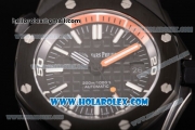 Audemars Piguet Royal Oak Offshore Diver Clone AP Calibre 3120 Automatic PVD Case with Black Dial Orange Rubber Strap and White Stick Markers (EF)