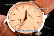 Ulysse Nardin Classico Miyota OS2035 Quartz Rose Gold Case with Stick Markers Rose Gold Dial and Orange Leather Strap