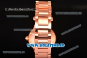 Cartier Rotonde De Miyota Quartz Rose Gold Case/Bracelet with Blue Dial and White Roman Numeral Markers