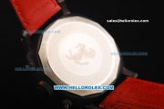 Ferrari Chronograph Miyota Quartz Movement PVD Case with Red Arabic Numerals and Black Dial - Black Leather Strap