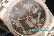 Rolex Datejust Asia 2813 Automatic Full Steel with Diamond Bezel and Green MOP Dial-Silver Roman Markers