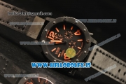 U-Boat U42 All Black PVD Case With Orange Markers Miyota OS10 Chronograph Quartz