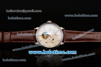 Patek Philippe Complications ST Power Reserve Automatic Steel Case with Brown Leather Bracelet White Dial and Silver Stick Markers