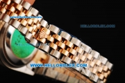 Rolex Datejust Automatic Movement Steel Case with Green Roman Numerals and Rose Gold Bezel-Two Tone Strap