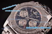 Breitling Chronomat B01 GMT Swiss Valjoux 7750 Automatic Steel Case/Strap with Black Dial and Diamond Bezel