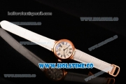 Cartier Ballon Bleu De Small Swiss Quartz Rose Gold Case with White Dial Black Roman Numeral Markers and White Leather Strap