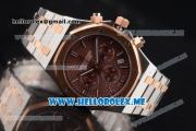 Audemars Piguet Royal Oak Miyota Quartz Two Tone Case/Bracelet with Brown Dial and Stick Markers