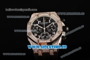 Audemars Piguet Royal Oak Offshore Miyota OS20 Quartz Diamonds/Steel Case with Black Dial and Arabic Numeral Markers - Diamonds Bezel (EF)