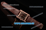 Cariter Tank MC Swiss ETA 2824 Automatic Rose Gold Case with Brown Dial Diamonds Bezel and White Roman Numeral Markers