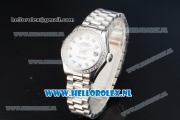 Rolex Datejust Swiss ETA 2671 Automatic Steel Case with White Dial Diamonds Markers Diamonds Bezel and Steel Bracelet (BP)