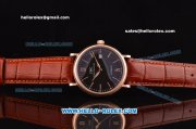 IWC Portofino Vintage Swiss ETA 2892 Automatic Rose Gold Case with Brown Leather Strap and Black Dial