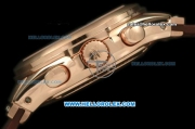 Hublot MDM Chronograph Swiss Quartz Movement Rose Gold Case with White Arabic Numerals and Brown Rubber Strap