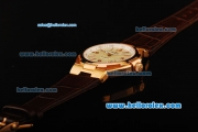 Vacheron Constantin Overseas Swiss ETA 2836 Automatic Movement Gold Case with Stick Markers and Brown Leather Strap