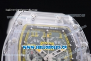 Richard Mille RM 011 Felipe Massa Flyback Chronograph Swiss Valjoux 7750 Automatic Sapphire Crystal Case with Skeleton Dial Yellow Inner Bezel and Aerospace Nano Translucent Strap