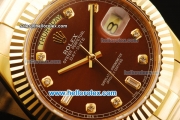 Rolex Day-Date II Automatic Movement Full Gold with Brown Dial and Diamond Markers