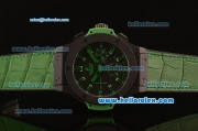 Hublot Big Bang Swiss Valjoux 7750 Automatic Ceramic Case with Black Dial and Green Markers