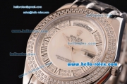 Rolex Masterpiece Swiss ETA 2836 Automatic Steel Case with Diamond/White Dial and Diamond Bezel