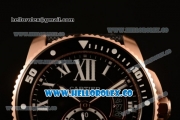 Cartier Calibre de Cartier Diver Swiss ETA 2824 Automatic Rose Gold Case with White Dial and Black Rubber Strap - (H)