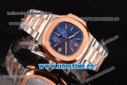 Patek Philippe Nautilus Chrono Swiss Valjoux 7750-CHG Automatic Two Tone with Blue Dial and Stick Markers (BP)